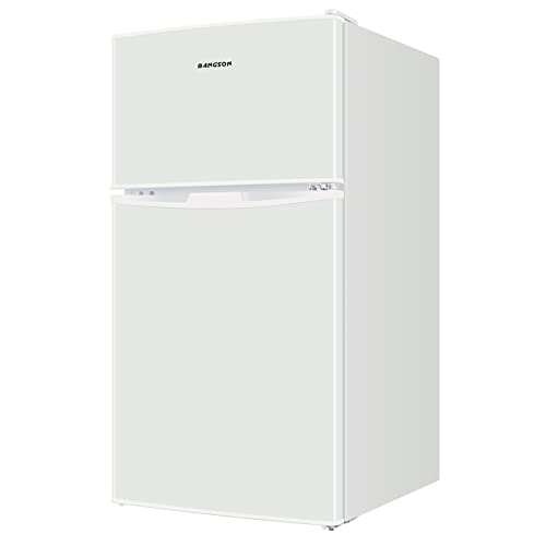 BANGSON Mini Fridge with Freezer, 2 Door Small Refrigerator with Freezer, Mini Freezer Fridge Combo, 3.2 CU.FT, For Home, Office, Dorm, Garage or RV, (White) BANGSON Mini Fridge with Freezer, 2 Door Small Refrigerator with Freezer, Mini Freezer Fridge Combo, 3.2 CU.FT, For Home, Office, Dorm, Garage or RV, (White)