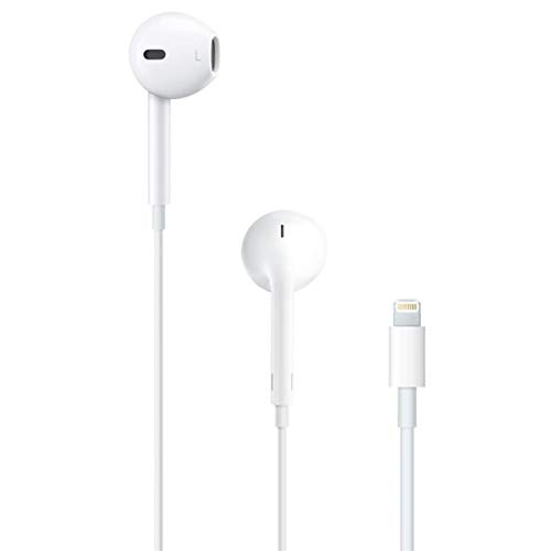 Apple EarPods Headphones with Lightning Connector. Microphone with Built-in Remote to Control Music, Phone Calls, and Volume. Wired Earbuds for iPhone Apple EarPods Headphones with Lightning Connector. Microphone with Built-in Remote to Control Music, Phone Calls, and Volume. Wired Earbuds for iPhone