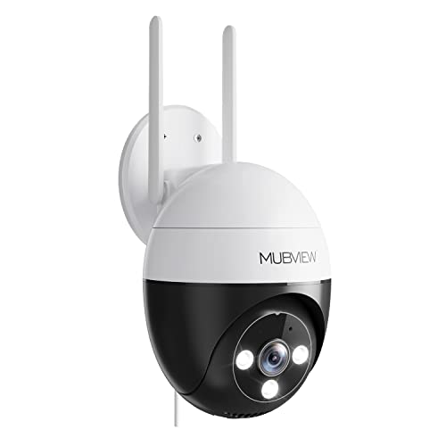 Security Camera Outdoor - MUBVIEW 2.4G WiFi Home Security Cameras, 2K Full Color Night Vision Wired Surveillance Camera with 360° PTZ View, Motion Detection, Siren, 2 Way Audio, 24/7 Recording Security Camera Outdoor - MUBVIEW 2.4G WiFi Home Security Cameras, 2K Full Color Night Vision Wired Surveillance Camera with 360° PTZ View, Motion Detection, Siren, 2 Way Audio, 24/7 Recording