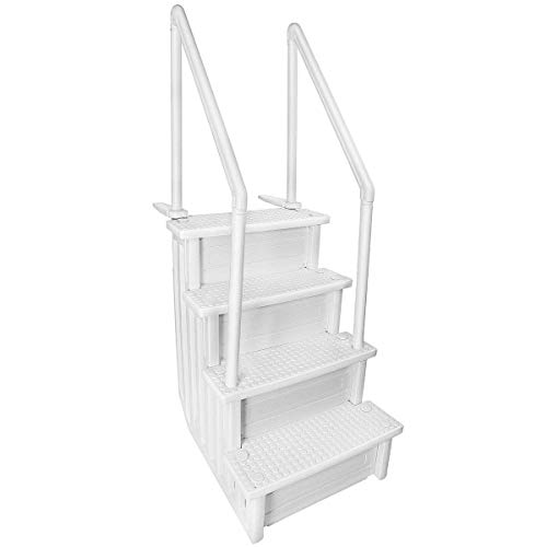 Aqua Select Above Ground Anti-Slip Pool Steps to Deck | Safety Swimming Pool Ladder | Designed for Above Ground Swimming Pools | Holds Up to 350 Pounds | White Aqua Select Above Ground Anti-Slip Pool Steps to Deck | Safety Swimming Pool Ladder | Designed for Above Ground Swimming Pools | Holds Up to 350 Pounds | White