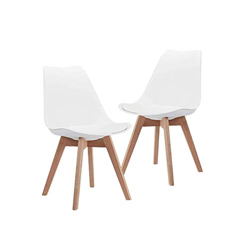 CangLong Mid Century Modern DSW Side Chair with Wood Legs for Kitchen, Living Dining Room, Set of 2, White CangLong Mid Century Modern DSW Side Chair with Wood Legs for Kitchen, Living Dining Room, Set of 2, White