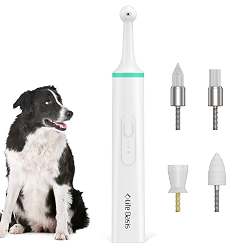 LifeBasis Pet Toothbrush Electric Teeth Cleaner Kit with 3 Modes and 4 Replacement Brush Head for Pets Dogs Cats Dental Cleaning Care with 2 Powered Supply Ways LifeBasis Pet Toothbrush Electric Teeth Cleaner Kit with 3 Modes and 4 Replacement Brush Head for Pets Dogs Cats Dental Cleaning Care with 2 Powered Supply Ways