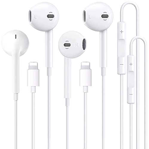 2 Pack-Apple Earbuds iPhone Headphones, Earphones with Lightning Wired Noise Isolating [Apple MFi Certified] Built-in Microphone & Volume Control Compatible with iPhone 12/11/XR/XS/X/7/7 Plus/8/8Plus