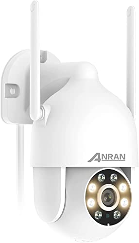 ANRAN Security Camera Outdoor with Spotlight and Siren, 2K 2.4g WiFi PTZ Wired Camera Outdoor with 360° View, Color Night Vision, IP66 Waterproof, Two-Way Audio, SD and Cloud Storage, P2 White ANRAN Security Camera Outdoor with Spotlight and Siren, 2K 2.4g WiFi PTZ Wired Camera Outdoor with 360° View, Color Night Vision, IP66 Waterproof, Two-Way Audio, SD and Cloud Storage, P2 White