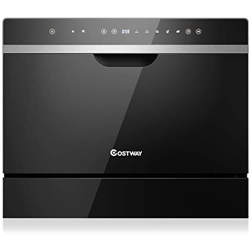 COSTWAY Countertop Dishwasher, 6 Place Setting Built-in Dishwasher with 72 H Preserve, Air Dry Function, LED Touch Control and 5 Washing Programs, Ideal for Small Apartments, Dorms, Boats, and RVs COSTWAY Countertop Dishwasher, 6 Place Setting Built-in Dishwasher with 72 H Preserve, Air Dry Function, LED Touch Control and 5 Washing Programs, Ideal for Small Apartments, Dorms, Boats, and RVs