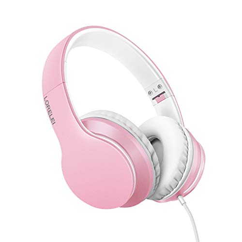 LORELEI X6 Over-Ear Headphones with Microphone, Lightweight Foldable & Portable Stereo Bass Headphones with 1.45M No-Tangle, Wired Headphones for Smartphone Tablet MP3 / 4 (Pearl Pink) LORELEI X6 Over-Ear Headphones with Microphone, Lightweight Foldable & Portable Stereo Bass Headphones with 1.45M No-Tangle, Wired Headphones for Smartphone Tablet MP3 / 4 (Pearl Pink)