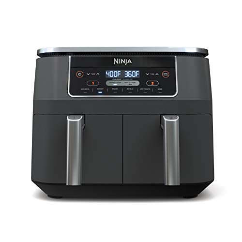 Ninja DZ201 Foodi 8 Quart 6-in-1 DualZone 2-Basket Air Fryer with 2 Independent Frying Baskets, Match Cook & Smart Finish to Roast, Broil, Dehydrate & More for Quick, Easy Meals, Grey Ninja DZ201 Foodi 8 Quart 6-in-1 DualZone 2-Basket Air Fryer with 2 Independent Frying Baskets, Match Cook & Smart Finish to Roast, Broil, Dehydrate & More for Quick, Easy Meals, Grey
