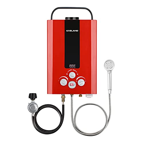 Tankless Water Heater, GASLAND Outdoors BE158R 1.58GPM 6L Portable Gas Water Heater, Instant Propane Water Heater, Overheating Protection, Easy to Install, for RV Cabin Barn Camping Boat, Red Tankless Water Heater, GASLAND Outdoors BE158R 1.58GPM 6L Portable Gas Water Heater, Instant Propane Water Heater, Overheating Protection, Easy to Install, for RV Cabin Barn Camping Boat, Red