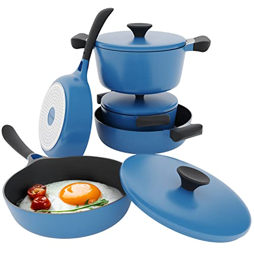 Vremi 8 Piece Ceramic Nonstick Cookware Set Induction Stovetop Compatible Dishwasher Safe Non Stick Pots and Frying Pans with Lids, Blue Vremi 8 Piece Ceramic Nonstick Cookware Set Induction Stovetop Compatible Dishwasher Safe Non Stick Pots and Frying Pans with Lids, Blue