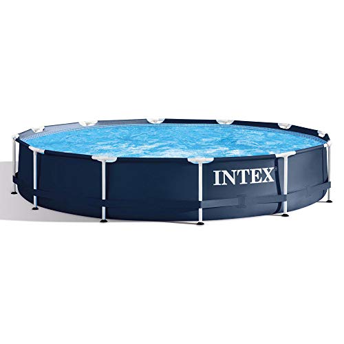 Intex 28211ST 12-foot x 30-inch Metal Frame Round 6 Person Outdoor Backyard Above Ground Swimming Pool with Krystal Klear Filter Cartridge Pump, Navy Intex 28211ST 12-foot x 30-inch Metal Frame Round 6 Person Outdoor Backyard Above Ground Swimming Pool with Krystal Klear Filter Cartridge Pump, Navy