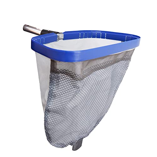 POOLWHALE Pool Leaf Rake with Double Layer Deep-Bag, Professional Skimmer Heavy Duty Mesh Net, Commercial Size(Plastic Tab at The Bottom for Assisting When You Empty The Net) POOLWHALE Pool Leaf Rake with Double Layer Deep-Bag, Professional Skimmer Heavy Duty Mesh Net, Commercial Size(Plastic Tab at The Bottom for Assisting When You Empty The Net)