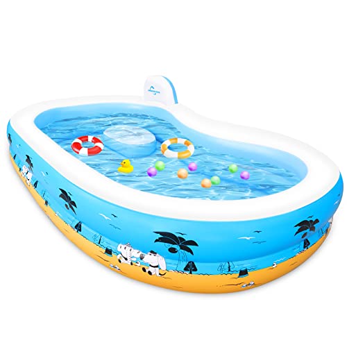 Large Inflatable Pool with Seat, Jhunswen Blow Up Pool for Adults, 100" x 61" x 17" Swimming Pool for Kids with Backrest for Backyard Outside, Family Summer Water Center (Without Pump) Large Inflatable Pool with Seat, Jhunswen Blow Up Pool for Adults, 100" x 61" x 17" Swimming Pool for Kids with Backrest for Backyard Outside, Family Summer Water Center (Without Pump)
