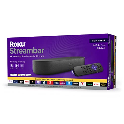 Roku Streambar | 4K/HD/HDR Streaming Media Player & Premium Audio, All In One, Includes Roku Voice Remote Roku Streambar | 4K/HD/HDR Streaming Media Player & Premium Audio, All In One, Includes Roku Voice Remote