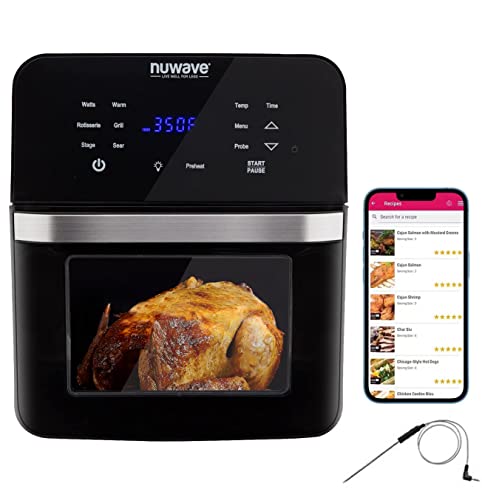 NUWAVE Brio Air Fryer Smart Oven, 15.5-Qt X-Large Family Size, Countertop Convection Rotisserie Grill Combo, Non-Stick Drip Tray, Stainless Steel Rotisserie Basket. NUWAVE Brio Air Fryer Smart Oven, 15.5-Qt X-Large Family Size, Countertop Convection Rotisserie Grill Combo, Non-Stick Drip Tray, Stainless Steel Rotisserie Basket.