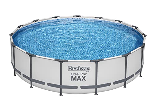 Bestway 56687E Steel Pro Max 15ft x 42in Outdoor Round Frame Above Ground Swimming Pool Set with 1000 GPH Filter Pump, and Ladder, Blue Bestway 56687E Steel Pro Max 15ft x 42in Outdoor Round Frame Above Ground Swimming Pool Set with 1000 GPH Filter Pump, and Ladder, Blue