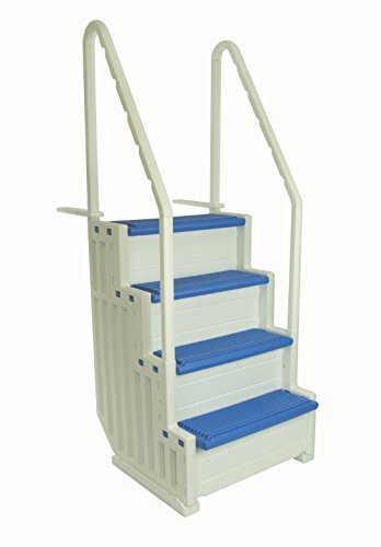 Confer Plastics Above Ground Swimming Pool Ladder | Heavy Duty | White Frame with Blue Steps | Deck Height Up to 60 Inches | Makes Getting in & Out of Pool A Lot Easier Confer Plastics Above Ground Swimming Pool Ladder | Heavy Duty | White Frame with Blue Steps | Deck Height Up to 60 Inches | Makes Getting in & Out of Pool A Lot Easier