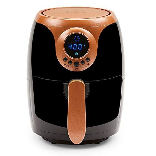 Copper Chef 2 QT Air Fryer - Turbo Cyclonic Airfryer With Rapid Air Technology For Less Oil-Less Cooking. Includes Recipe Book (Black) Copper Chef 2 QT Air Fryer - Turbo Cyclonic Airfryer With Rapid Air Technology For Less Oil-Less Cooking. Includes Recipe Book (Black)