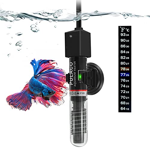 PULACO 25W Small Aquarium Betta Heater with Free Thermometer Strip, Under 6 Gallon Fish Tanks (Preset Temperature 78℉) PULACO 25W Small Aquarium Betta Heater with Free Thermometer Strip, Under 6 Gallon Fish Tanks (Preset Temperature 78℉)