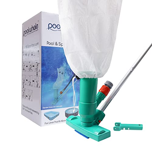 POOLWHALE Upgrades Pool Spa Pond Mini Jet Vac Vacuum Cleaner w/Brush, Bag,6 Sections Telescopic Pole of 56.5" and Handle POOLWHALE Upgrades Pool Spa Pond Mini Jet Vac Vacuum Cleaner w/Brush, Bag,6 Sections Telescopic Pole of 56.5" and Handle