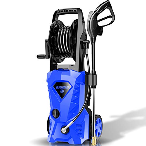 WHOLESUN 3000PSI Electric Pressure Washer 2.4GPM Power Washer 1600W High Pressure Cleaner Machine with 4 Nozzles Foam Cannon for Cars, Homes, Driveways, Patios (Blue) WHOLESUN 3000PSI Electric Pressure Washer 2.4GPM Power Washer 1600W High Pressure Cleaner Machine with 4 Nozzles Foam Cannon for Cars, Homes, Driveways, Patios (Blue)