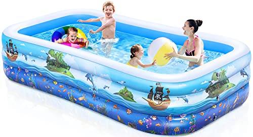 Inflatable Swimming Pool Kiddie Pool: 95" x 55" x 22" Large Size Blow Up Swimming Pool for Family Adult Kid Toddler Giant Rectangle Lounge Big Deep Blowup Pool for Outside Backyard Outdoor Ground Inflatable Swimming Pool Kiddie Pool: 95" x 55" x 22" Large Size Blow Up Swimming Pool for Family Adult Kid Toddler Giant Rectangle Lounge Big Deep Blowup Pool for Outside Backyard Outdoor Ground