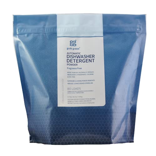 Grab Green Automatic Dishwashing Detergent Powder 3.17 lbs, 80 Loads, Fragrance Free, Plant and Mineral Based, Superior Cleaning, Powerful Grease Removal, Brilliant Shine Grab Green Automatic Dishwashing Detergent Powder 3.17 lbs, 80 Loads, Fragrance Free, Plant and Mineral Based, Superior Cleaning, Powerful Grease Removal, Brilliant Shine