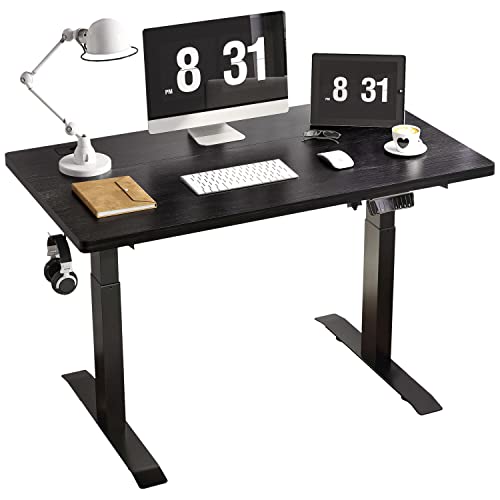 IYEE NATURE Electric Standing Desk with Black Top 40 x 24 Inches, Stand Up Desk with Adjustable Height and Splice Board for Home Office IYEE NATURE Electric Standing Desk with Black Top 40 x 24 Inches, Stand Up Desk with Adjustable Height and Splice Board for Home Office