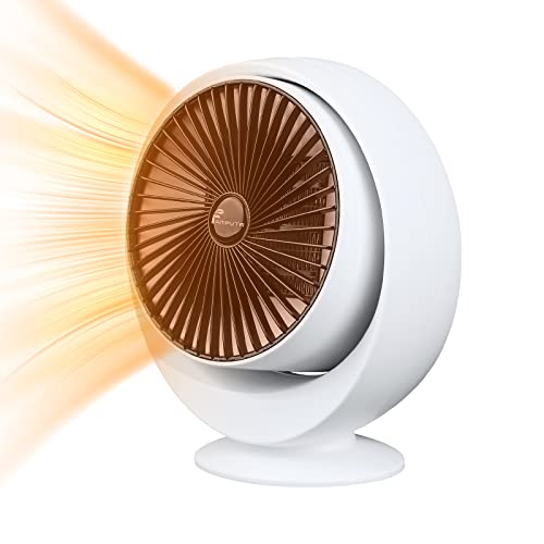 Small Space Heater, FAMPUTR Low Wattage Space Heater for Bedroom Indoor Use, 500W/800W PTC Ceramic Personal Mini Desk Heater for Office Baby Room with Tip-Over and Overheat Protection, White Small Space Heater, FAMPUTR Low Wattage Space Heater for Bedroom Indoor Use, 500W/800W PTC Ceramic Personal Mini Desk Heater for Office Baby Room with Tip-Over and Overheat Protection, White