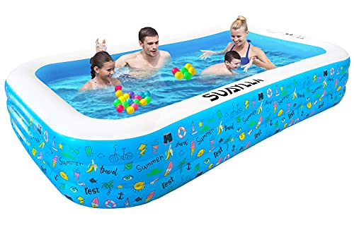 Inflatable Swimming Pool, 118" X 72" X 22" Full-Sized Inflatable Pools, SUAYLLA Thickened Blow up Pool with 4 Patches for Family, Adults, Baby, Toddlers, Kids, Backyard, Outdoor, Garden, Ground Inflatable Swimming Pool, 118" X 72" X 22" Full-Sized Inflatable Pools, SUAYLLA Thickened Blow up Pool with 4 Patches for Family, Adults, Baby, Toddlers, Kids, Backyard, Outdoor, Garden, Ground