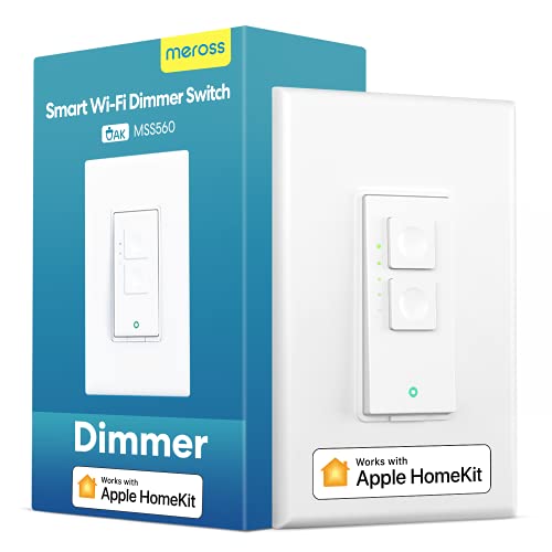 meross Smart Dimmer Switch Single Pole Supports Apple HomeKit, Alexa Google Assistant & SmartThings, 2.4Ghz WiFi Light Switch for Dimmable LED, Neutral Wire Required, Remote Control Schedule, 1 Pack