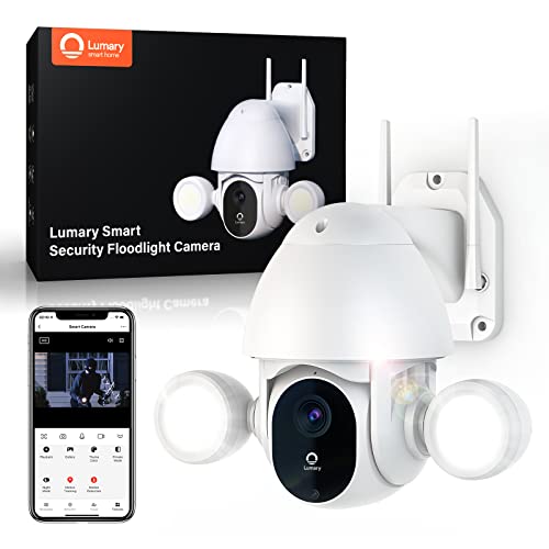 PTZ Security Camera Outdoor with Floodlights, WiFi Wired Smart 2K Flood Light Camera Motion Detection Night Vision Auto Tracking Light 2-Way Audio IP66 Waterproof PTZ Security Camera Outdoor with Floodlights, WiFi Wired Smart 2K Flood Light Camera Motion Detection Night Vision Auto Tracking Light 2-Way Audio IP66 Waterproof