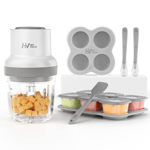 Baby Food Maker, HEYVALUE 13-in-1 Baby Food Processor Set for Baby Food, Fruit, Vegatable, Meat, Baby Food Blender with Baby Food Containers, Baby Food Freezer Tray, Silicone Spoons, Silicone Spatula Baby Food Maker, HEYVALUE 13-in-1 Baby Food Processor Set for Baby Food, Fruit, Vegatable, Meat, Baby Food Blender with Baby Food Containers, Baby Food Freezer Tray, Silicone Spoons, Silicone Spatula