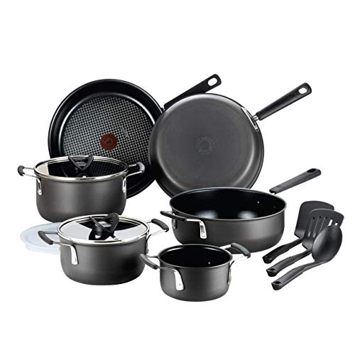 T-fal All-In-One Hard Anodized Dishwasher Safe Nonstick Cookware Set, 12-Piece, Black T-fal All-In-One Hard Anodized Dishwasher Safe Nonstick Cookware Set, 12-Piece, Black