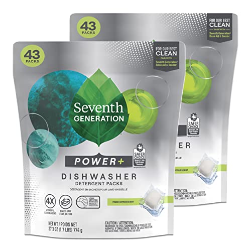 Seventh Generation Power+ Dishwasher Detergent Packs for Sparkling Dishes Fresh Citrus Scent Dishwasher Tabs 43 Count, Pack of 2 Seventh Generation Power+ Dishwasher Detergent Packs for Sparkling Dishes Fresh Citrus Scent Dishwasher Tabs 43 Count, Pack of 2