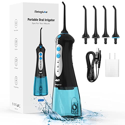 Getogluke Portable Cordless Water Flosser, Deep Clean for Teeth & Gum, Removes Plaque 1,800 Pulses Per Min | 10 Oz Volume, 3 Modes | Easy Dental Care At Home Travel, Waterproof Rechargeable Water Pick Getogluke Portable Cordless Water Flosser, Deep Clean for Teeth & Gum, Removes Plaque 1,800 Pulses Per Min | 10 Oz Volume, 3 Modes | Easy Dental Care At Home Travel, Waterproof Rechargeable Water Pick