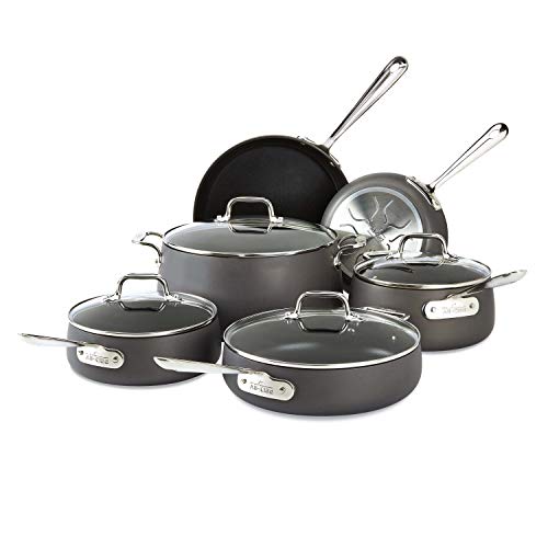 All-Clad E785SC64 Ha1 Hard Anodized Nonstick Dishwasher Safe PFOA Free Cookware Set, 10-Piece, Black All-Clad E785SC64 Ha1 Hard Anodized Nonstick Dishwasher Safe PFOA Free Cookware Set, 10-Piece, Black