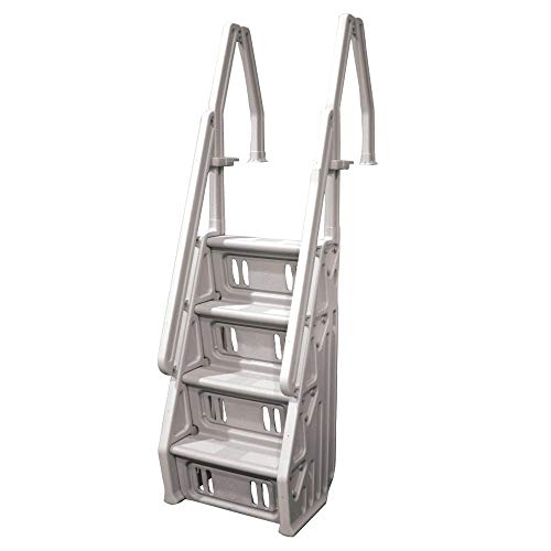 Vinyl Works Deluxe Adjustable 24-Inch Wide in-Pool Step Ladder Entry System for 46 to 60 Inch High Above Ground Swimming Pools with Non-Slip Steps, Taupe Vinyl Works Deluxe Adjustable 24-Inch Wide in-Pool Step Ladder Entry System for 46 to 60 Inch High Above Ground Swimming Pools with Non-Slip Steps, Taupe