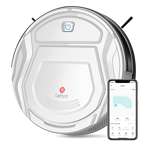 Lefant Robot Vacuum Cleaner, Tangle-Free, Strong Suction, Slim, Low Noise, Automatic Self-Charging, Wi-Fi/App/Alexa Control, Ideal for Pet Hair Hard Floor and Daily Cleaning, M210 White Lefant Robot Vacuum Cleaner, Tangle-Free, Strong Suction, Slim, Low Noise, Automatic Self-Charging, Wi-Fi/App/Alexa Control, Ideal for Pet Hair Hard Floor and Daily Cleaning, M210 White