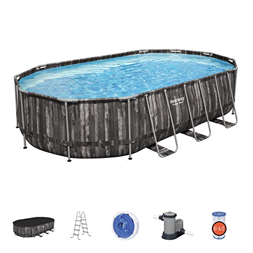Bestway Power Steel 20 x 12 x 4 Foot Above Ground Oval Swimming Pool Set with Ladder, Pump, Replacement Cartridge, & Accessory Repair Kit Bestway Power Steel 20 x 12 x 4 Foot Above Ground Oval Swimming Pool Set with Ladder, Pump, Replacement Cartridge, & Accessory Repair Kit