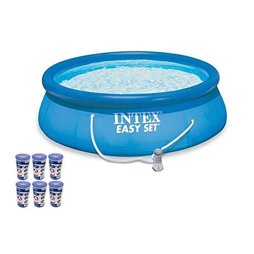 Intex 15ft x 48in Easy Set Outdoor Above Ground Swimming Pool Kit with Ladder, Cover, 1000 GPH GFCI Filter Pump and 6 Replacement Filter Cartridges Intex 15ft x 48in Easy Set Outdoor Above Ground Swimming Pool Kit with Ladder, Cover, 1000 GPH GFCI Filter Pump and 6 Replacement Filter Cartridges