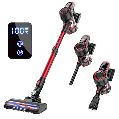 Cordless Vacuum Cleaner, 250W Stick Vacuum Cleaner with 30KPA Powerful Suction, Lightweight Handheld Vacuum LED Display for Carpet and Floor, Pet Hair (Hero 8-Red) Cordless Vacuum Cleaner, 250W Stick Vacuum Cleaner with 30KPA Powerful Suction, Lightweight Handheld Vacuum LED Display for Carpet and Floor, Pet Hair (Hero 8-Red)