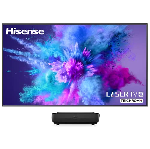 Hisense 100L9G Laser TV Triple-Laser Ultra Short Throw Projector with 100" ALR Screen, 4K UHD, 3000 Lumens, Dolby Vision, Android TV - Black Hisense 100L9G Laser TV Triple-Laser Ultra Short Throw Projector with 100" ALR Screen, 4K UHD, 3000 Lumens, Dolby Vision, Android TV - Black
