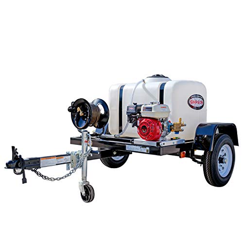 SIMPSON Cleaning 95000 Mobile Trailer 3200 PSI Cold Water Gas Pressure Washer System, 2.8 GPM, Honda Engine, Includes Spray Gun and Wand, 5 QC Nozzle Tips, Monster Series 3/8-in. x 50-ft. Hose SIMPSON Cleaning 95000 Mobile Trailer 3200 PSI Cold Water Gas Pressure Washer System, 2.8 GPM, Honda Engine, Includes Spray Gun and Wand, 5 QC Nozzle Tips, Monster Series 3/8-in. x 50-ft. Hose