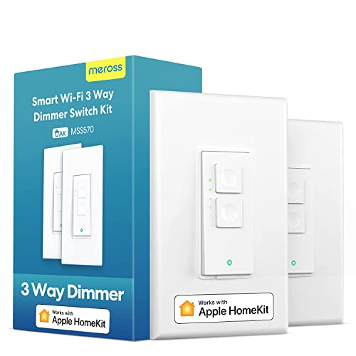 3 Way Smart Dimmer Switch Kit, meross Smart Light Switch Supports Apple HomeKit, Siri, Alexa, Google Assistant & SmartThings, 2.4GHz Wi-Fi Light Switch, Neutral Wire Required, Remote Control Schedule