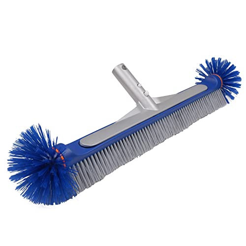 Poolvio Professional 17.5" Floor & Wall Pool Cleaning Brush with Durable Around Nylon Bristles, EZ Clip Aluminum Handle- Easily Sweep from Walls, Floors, Steps Poolvio Professional 17.5" Floor & Wall Pool Cleaning Brush with Durable Around Nylon Bristles, EZ Clip Aluminum Handle- Easily Sweep from Walls, Floors, Steps