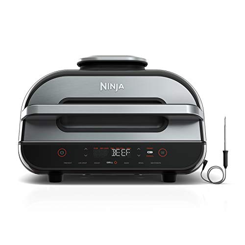 Ninja FG551 Foodi Smart XL 6-in-1 Indoor Grill with Air Fry, Roast, Bake, Broil & Dehydrate, Smart Thermometer, Black/Silver Ninja FG551 Foodi Smart XL 6-in-1 Indoor Grill with Air Fry, Roast, Bake, Broil & Dehydrate, Smart Thermometer, Black/Silver