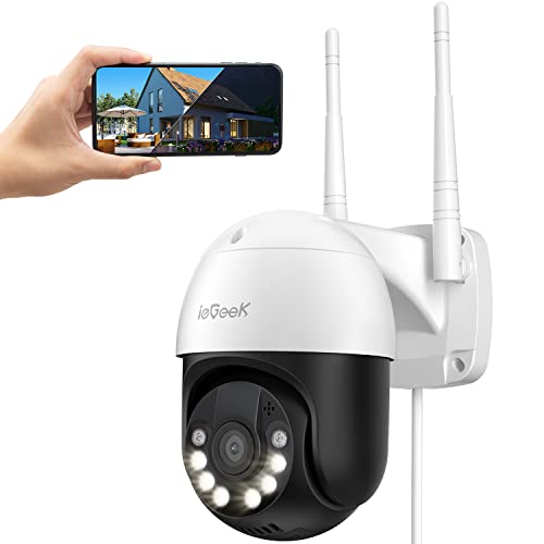 Security Camera Outdoor with Spotlight - ieGeek 1080P Color Night Vision Wired Video Surveillance Camera, Plug-in Wireless WiFi Smart Home Cameras 360°PTZ with Motion Detection, 2 Way Audio, IP65 Security Camera Outdoor with Spotlight - ieGeek 1080P Color Night Vision Wired Video Surveillance Camera, Plug-in Wireless WiFi Smart Home Cameras 360°PTZ with Motion Detection, 2 Way Audio, IP65
