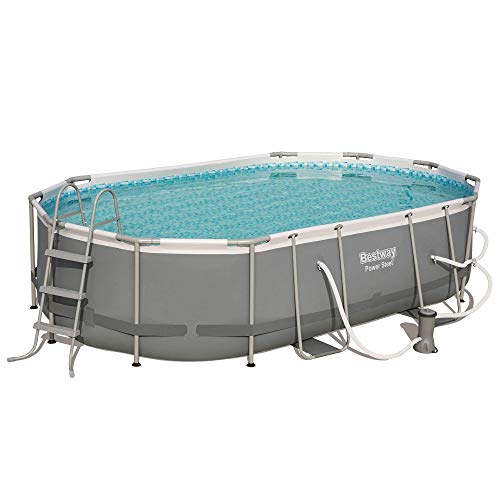 Bestway 56655E Power Steel 16 Ft x 10 Ft x 42 in Outdoor Oval Frame Above Ground Swimming Pool Set with 1000 GPH Cartridge Filter Pump and Ladder Bestway 56655E Power Steel 16 Ft x 10 Ft x 42 in Outdoor Oval Frame Above Ground Swimming Pool Set with 1000 GPH Cartridge Filter Pump and Ladder