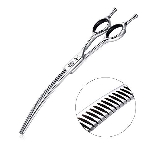 7 Inch Downward Curved Dog Grooming Scissors Pet Thinning Texturizing Shears Professional Safety Blunt Tip Trimming Shearing for Dogs Cats Face Paws Limbs Japanese Stainless Steel Silver 7 Inch Downward Curved Dog Grooming Scissors Pet Thinning Texturizing Shears Professional Safety Blunt Tip Trimming Shearing for Dogs Cats Face Paws Limbs Japanese Stainless Steel Silver