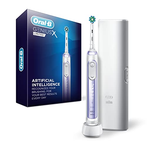 Oral-B Genius X Limited, Electric Toothbrush with Artificial Intelligence, Rechargeable Toothbrush (1) Replacement Brush Head, Travel Case, Orchid Purple Oral-B Genius X Limited, Electric Toothbrush with Artificial Intelligence, Rechargeable Toothbrush (1) Replacement Brush Head, Travel Case, Orchid Purple